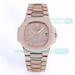 Swiss Grade Replica Patek Philippe Nautilus Iced Out Watch Nautilus Jumbo Rose Gold